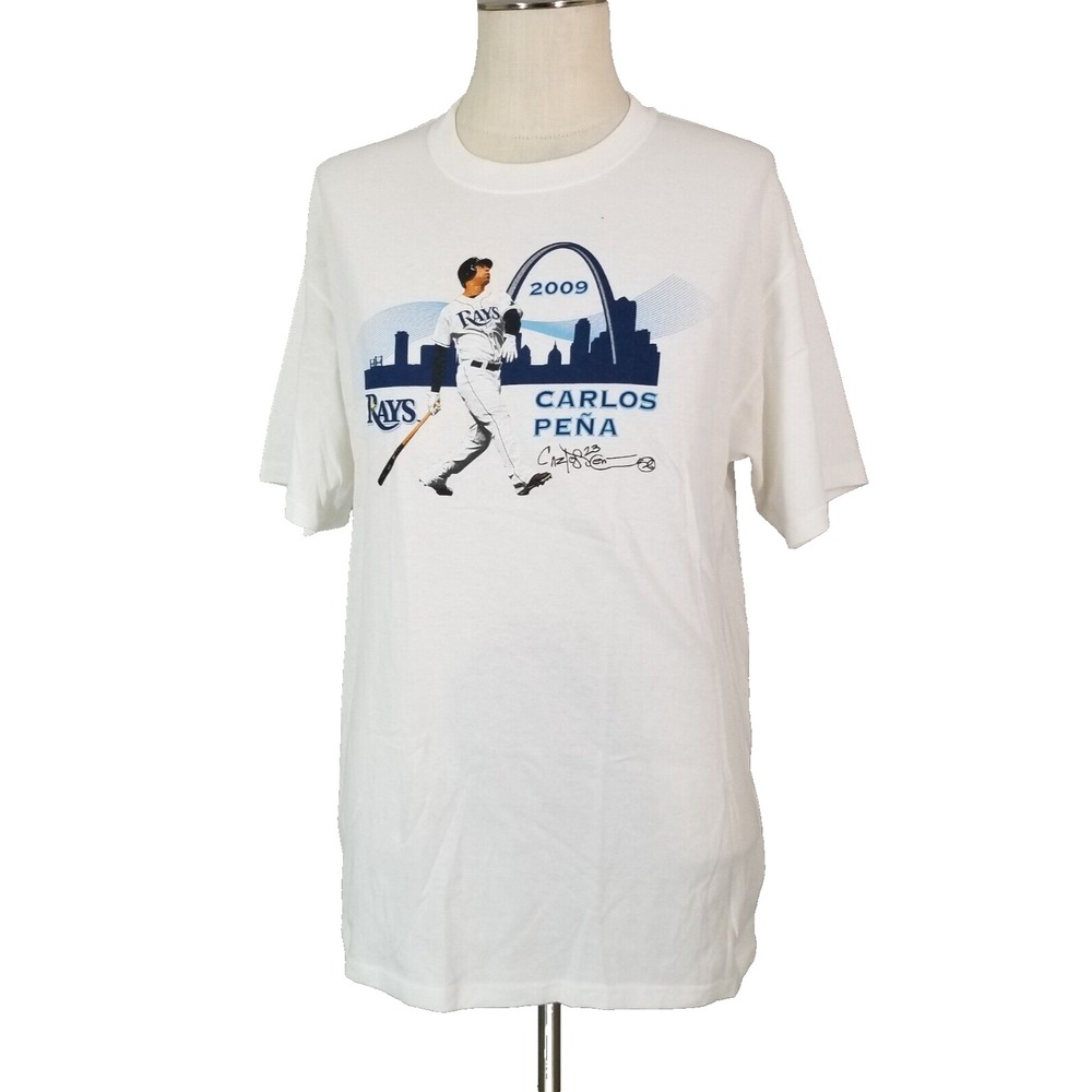 Anvil Shirt Men XL White Carlos Pena Tampa Bay Rays 2009 Stadium Promo Cotton